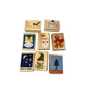 6 Rubber Collection Stamps Holiday Christmas, Snowman, Peace, Angel And More